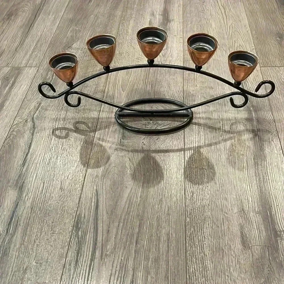 5 Brass headed Candle  Holder - Picture 2 of 3